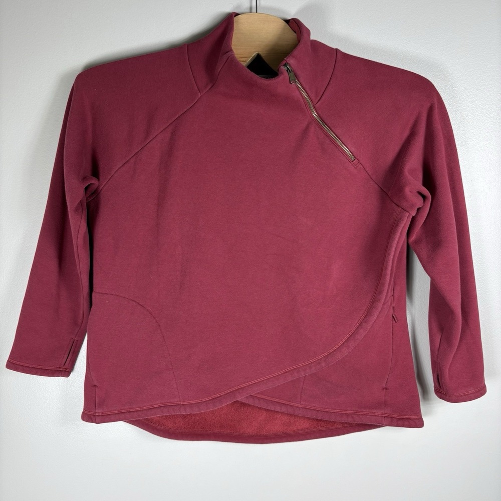 Athleta Women's 1X‎ Maroon Red Cozy Karma ASYM Heavyweight Pullover Sweatshirt